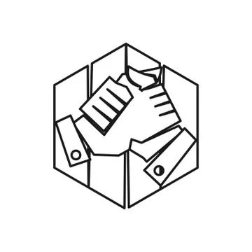 Hexagonal hand Commitment Teamwork Together Outline Logo 스톡 일러스트