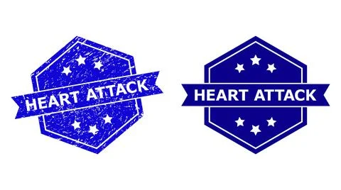Hexagonal HEART ATTACK Watermark with Unclean Style and Clean Variant Illustrazione stock