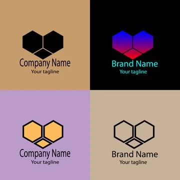 Hexagonal Heart Connect logo design Stock Illustration