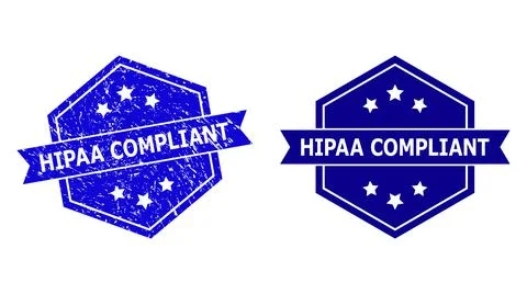 Hexagonal HIPAA COMPLIANT Stamp Seal with Rubber Surface and Clean Version Stock Illustration