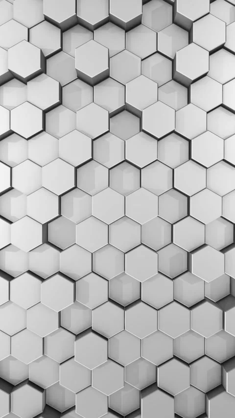 Hexagonal honeycomb geometric background with raised grayscale tiles  Stock Footage 341834905
