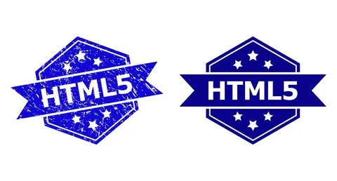 Hexagonal HTML5 Stamp Seal with Rubber Texture and Clean Version Stock Illustration