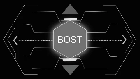 Hexagonal HUD element with text boost and lines. Hexagonal HUD for performa.. Stock Footage 337815334
