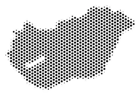 Hexagonal Hungary Map Stock Illustration
