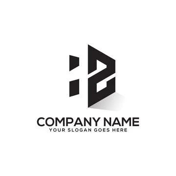 Hexagonal HZ initial letter logo design with negative space style , perfect f Stock Illustration