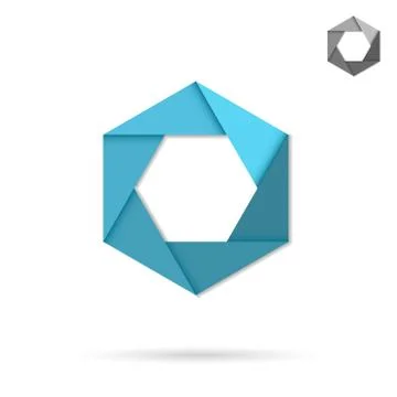 Hexagonal icon, origami style Stock-Illustration