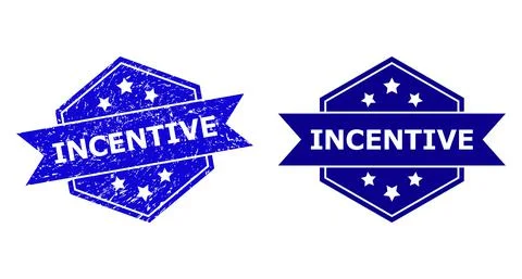 Hexagonal INCENTIVE Stamp with Unclean Texture and Clean Version Stock-Illustration