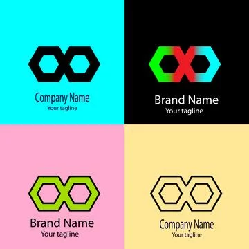 Hexagonal Infinity Divide logo design Stock Illustration