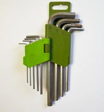 Hexagonal key on a white background. Stock Photos