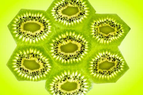 Hexagonal kiwi slices texture Stock Photos
