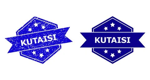 Hexagonal KUTAISI Watermark with Rubber Surface and Clean Variant Stock Illustration