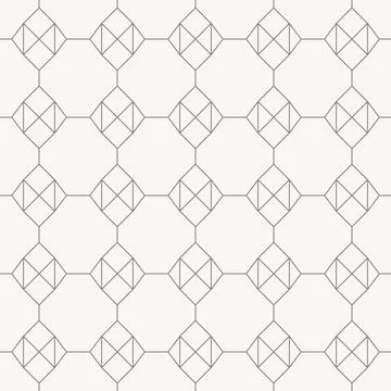 Hexagonal lattice with internal diagonal lines seamless pattern in minimal line イラスト素材
