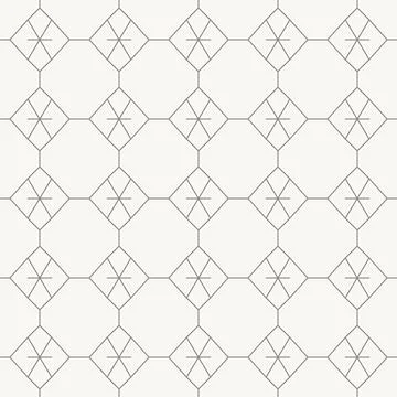 Hexagonal lattice with star centers seamless pattern in minimal line design Stockillustratie