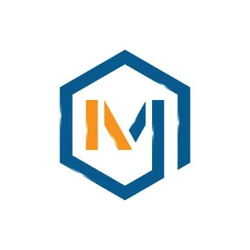 Hexagonal letter M logo vector Stock Illustration