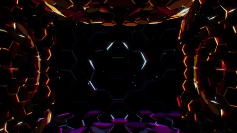 Hexagonal Lights Background Stock Footage 100535137