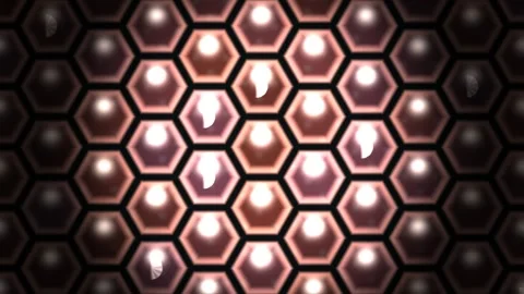 Hexagonal lights create a bright pattern on a dark Stock Footage 338318414