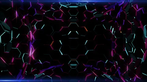 Hexagonal Lights Waves Stock Footage 100542686