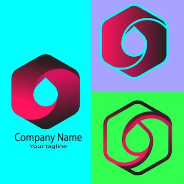 Hexagonal liquid drop logo design Stock Illustration