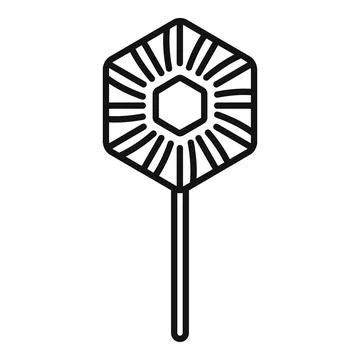 Hexagonal lollipop with geometric pattern shining brightly on stick Stockillustratie