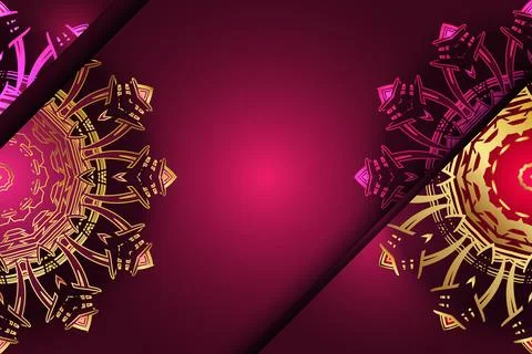 Hexagonal Mandala Design With Pink Purple And Gold Glow Geometric Floral Art Illustrazione stock