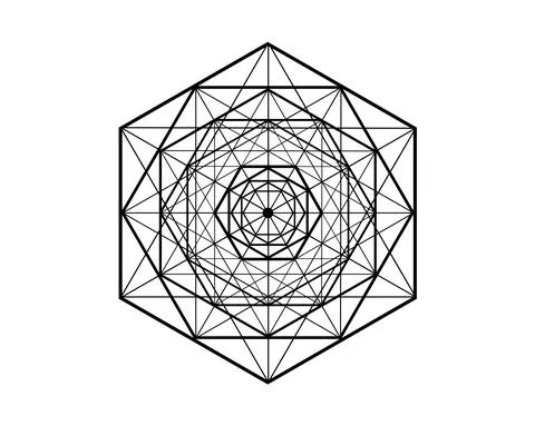 Hexagonal Mandala, sacred geometry, magic hexagram. Abstract Geometric pattern Illustrazione stock