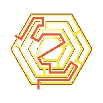 Hexagonal maze finding path to solution concept Stock Illustration