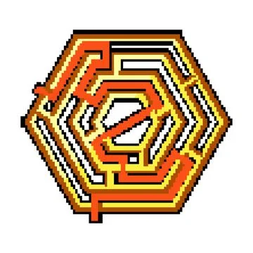 Hexagonal maze finding path to solution concept 库存插图