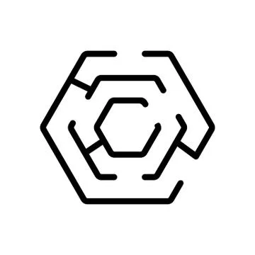 Hexagonal maze icon vector outline illustration Stockillustratie