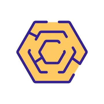Hexagonal maze icon vector outline illustration イラスト素材