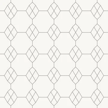 Hexagonal mesh with diagonal diamonds seamless pattern in minimal line design イラスト素材