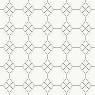 Hexagonal mesh with inner diagonal diamonds seamless pattern in minimal line Illustrazione stock