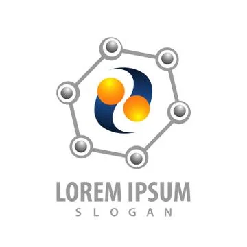 Hexagonal meteor orbit logo concept design. Symbol graphic template element Stock Illustration