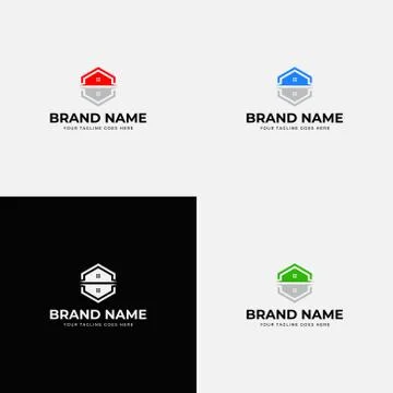 Hexagonal modern abstract real estate business logo design template vector il Stock Illustration