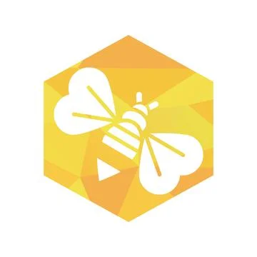 Hexagonal modern bee logo and vector icon Stock Illustration