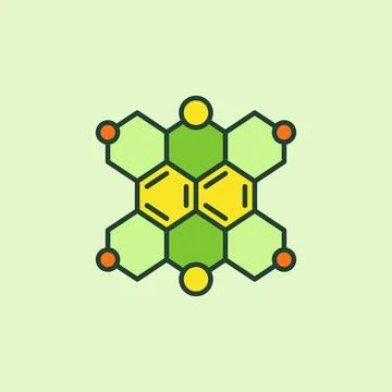 Hexagonal Molecular Structure vector Chemical Formula colored icon Stock Illustration