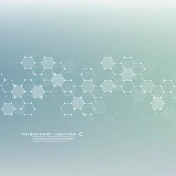 Hexagonal molecule. Molecular structure. Genetic and chemical compounds Stock Illustration