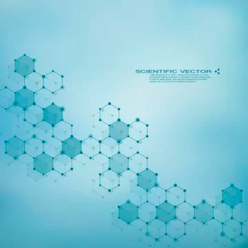 Hexagonal molecule. Molecular structure. Genetic and chemical compounds Stock Illustration