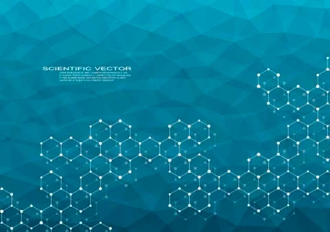 Hexagonal molecule. Molecular structure. Genetic and chemical compounds Stock Illustration