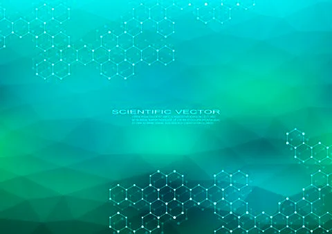 Hexagonal molecule. Molecular structure. Genetic and chemical compounds Stock Illustration