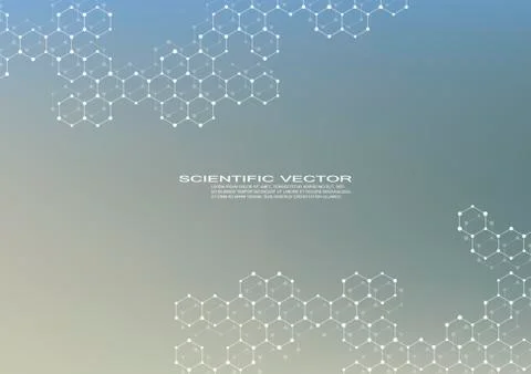 Hexagonal molecule. Molecular structure. Genetic and chemical compounds Stock Illustration