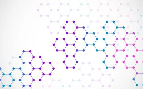 Hexagonal molecules background, molecular structure of DNA. Vector illustrati Illustrazione stock