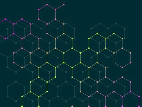 Hexagonal molecules background, molecular structure of DNA. Vector illustrati Stock Illustration