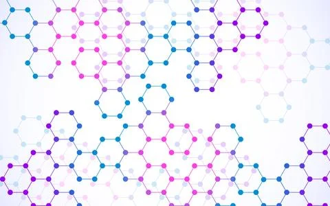 Hexagonal molecules background, molecular structure of DNA. Vector illustration イラスト素材