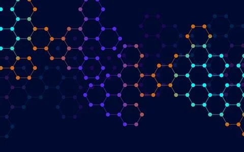 Hexagonal molecules background, molecular structure of DNA. Vector illustration Illustrazione stock