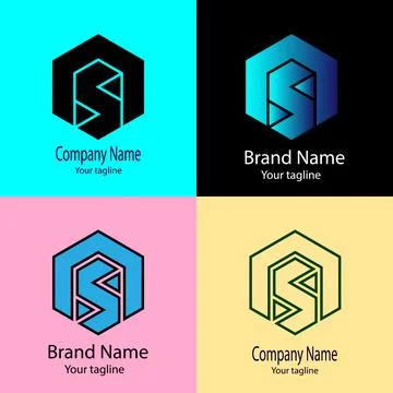 Hexagonal Monogram Logo Design Ilustración de archivo