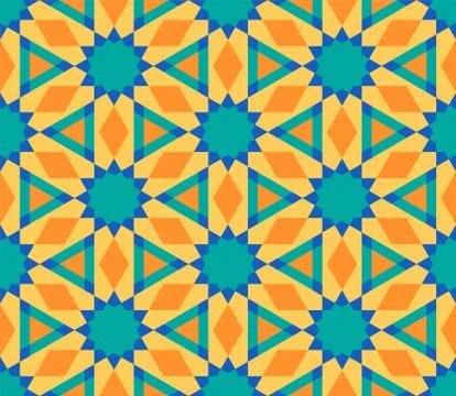 Hexagonal mosaic. Seamless pattern. Arabic style digital tapestry, textile pr Stock Illustration