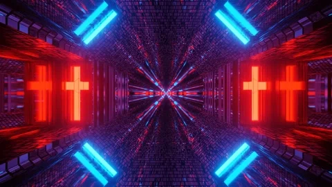 Hexagonal Moving Flash Corridor 4k uhd 3d rendering vj loop Stock Footage 140459976