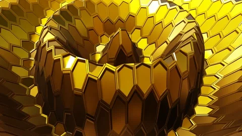 Hexagonal moving looping seamless gold background Stock Footage 142266053