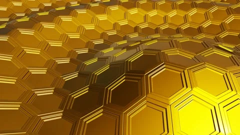 Hexagonal moving looping seamless gold background Stock Footage 142458997
