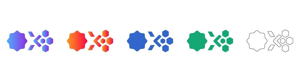 Hexagonal Network Connection Icon Set Stockillustratie